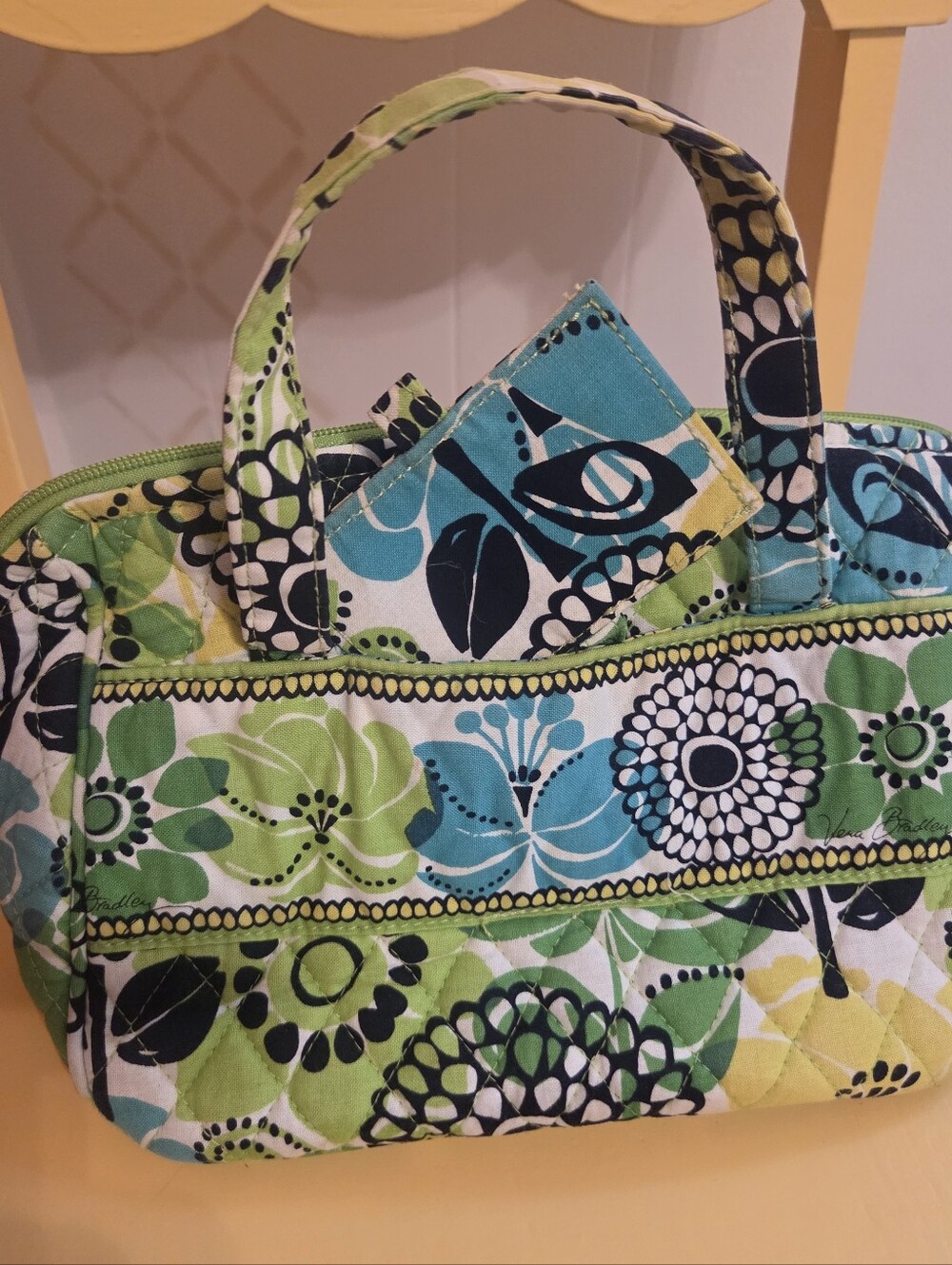 VERA BRADLEY quilted Makeup Tote With Id Pouch